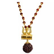 Trishulam Rudraksh Shiva OM Mala Necklace ( Ready Stock )