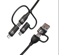 USAMS 多合1手機快充線 100W 4 in 1 Fast Charging Cable  USAMS USB+Type-c頭轉TYPE-C + Micro USB + Lightning 3合1