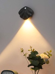 1入組LED運動感應夜燈帶USB可充電電池,三色牆水洗燈條帶磁扣適用於燈光在臥室,門廳,門廊