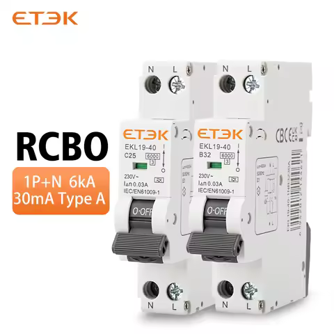 ETEK RCBO Type A Residual Automatic Circuit Breaker 6KA 1P+N 2P 16a 20a Curve CWith Over Current Lea
