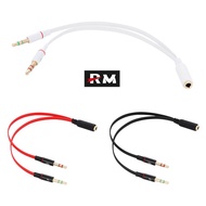 RM）2 in 1 Audio Splitter Headphone and Mic Splitter 3.5mm Female To 2 Male Splitter Aux Audio Cable for PC gaming laptop