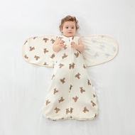 Baby cotton gauze vest sleeping bag, 4-layer gauze anti-kick quilt, newborn belly-protecting swaddle