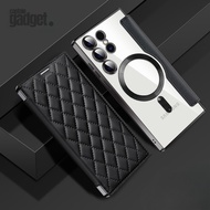 Flip Cover Leather Magsafe Samsung S22 S23 S24 S25 S26 Ultra Plus Flip Cover Magsafe Magnetic Leathe