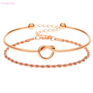 PINKING 1 SET Stainless Steel Bracelets Elegant Trendy Round Circular Open Knot Cuff Bangle For Women Jewelry HOT