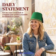 WELLNESSSPOT Felt Fez Cap, Breathable Red Color Tarboosh Fez Hat, Universal Moroccan Hat Cosplay Ott