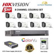 HIKVISION 5MP COLORVU DS-7208HUHI-K1 Full HD 8 Channel indoor outdoor CCTV Set Package 8ch DS-2CE72H