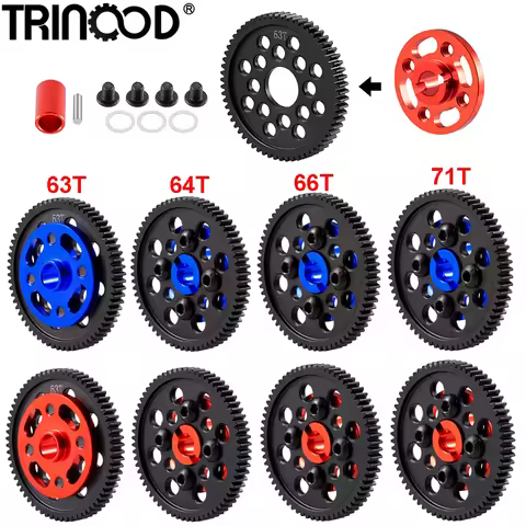 TRINOOD Steel 63/64/66/71T Spur Gear and Gear Mount High Speed Gear Set for Tamiya TT-02 TT02 1/10 R
