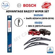 BOSCH Advantage BA2217 U Hook Wiper Set for Suzuki Swift AZG414 (2010-2016) / Isuzu MU-X MUX (2015-P