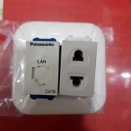 STOP CONTACT OUTLET DATA SOCKET LAN CAT6 + 2PIN POWER SOCKET PANASONIC