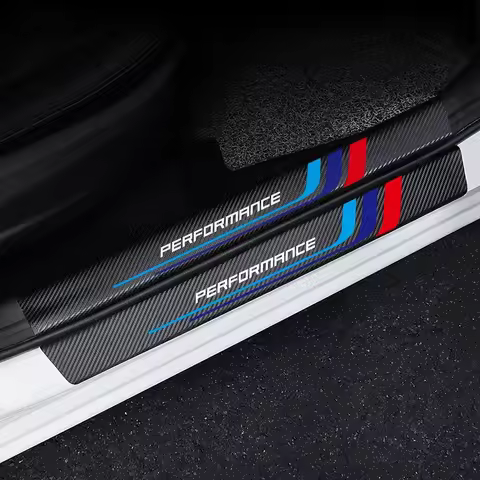 4pcs Carbon Fiber Sill Plate Stickers Guard Decals for Bmw Performance M 1 2 3 4 5 6 7 Series X1 X2 