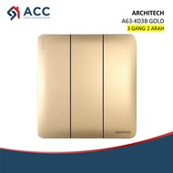 ARCHITECH A63 GOLD TRIPLE SWITCH 3 GANG 2 WAY HOTEL