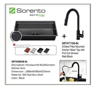 Sorento SRTKS8848-BL Honeycomb Kitchen Sink + SRTKT71SS-BL Pillar Mounted Pull Out Tap