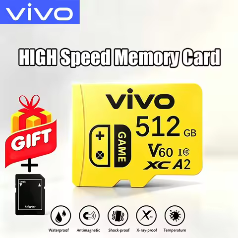 VIVO Memory Card High Endurance Video Monitoring TF Card 64GB 128GB 512GB Golden Micro TF SD Card Fo