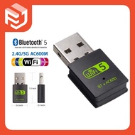 2in1 USB Wifi Bluetooth5.0 Adapter AC600Mbps wireless Adapter Dual Band 2.4G 5GHz Bluetooth Dongle for PC Laptop