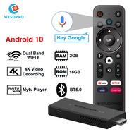Wesopro ทีวี G2แอนดรอยด์10, 2GB RAM 16GB รอม2.4GHz 5.0GHz WIFI 6 BT5.0 H.265 4K 30pfs VS Xiaomi TV STICK