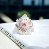 GIA27分粉鑽花卉兩用18k白金戒指
GIA 0.27ct Pink Diamond Flower Ring