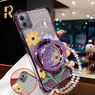 For Moto G54 Power/G56/G52/G54/G54 EUR Edition 3pcs( Charming Flowers Phone Case+Lanyard+Stand) Fash