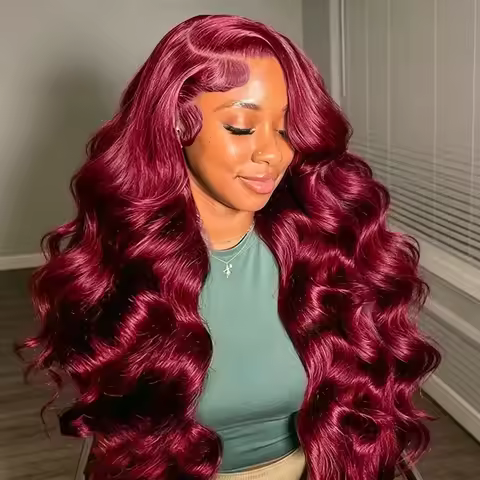 99J Burgundy 13x6 HD Lace Frontal Human Hair Wig Body Wave Red Colored 30 46 Inch Transparent 13x4 L