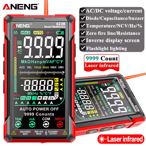 ANENG 622B/622A Digital Smart Multimeter With Laser Lamp Auto Range True RMS DC/AC Voltage 9999 Coun