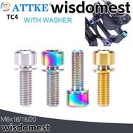 WISDOMEST Fixed Bolt M6 Outdoor MTB Cycling Titanium with Washer Bicycle Stems Screws