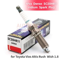 4Pcs Denso SC20HR11 Iridium Spark Plug for Toyota Vios Altis Rush Wish 1.8 ( ILKAR7B11 / LKAR6AGP )