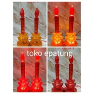 MERAH Altar Lamp / Prayer Lamp - yuan bao / yen pao - H. 26 cm - Red / yellow - g24