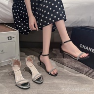 Free Shipping Taiwan Shipping High Heel Sandals Women's One-word Strap Open Toe Yujie High Heels Wom