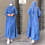 Gamis Jumbo Jenna Meisy Midi Dress Jeans Wash Premium/Dress Wanita