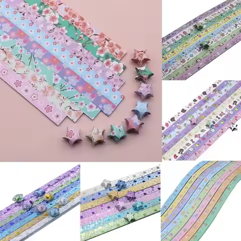 Cute Colorful Star Origami Paper Cartoon Art Craft Folding Star Single Sided Lucky Star Star Paper S