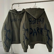 Áo khoác hoodie LOST LIFE MÀU ĐEN VÀ XANH RÊU FORM NGẮN BOXY vải nỉ lót bông unisex khoác ngoài thu đông nam nữ logo in Lost for Life Dark mẫu chui phong cách hàn