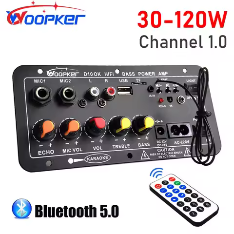 Woopker D10 Digital Bluetooth Amplifier Board Subwoofer Dual Microphone AMP for 8-12 inch 4ohm Speak