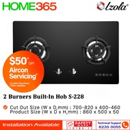 Izola 2 Burners Built-In Glass Hob 2 Burners S-228 LPG / PUB - FREE INSTALLATION