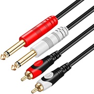 RCA to 1/4 Cable 10Ft,Dual 1/4 inch 2 x 6.35mm TS Mono Male Jack to Dual RCA Male Audio Cable, for P