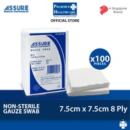 ASSURE Gauze Swab Non-Sterile 7.5cm x 7.5cm x 8-Ply, 100 Pce/Pkt