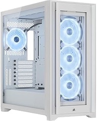 CORSAIR iCUE 5000X RGB Airflow Tempered Glass Mid-Tower PC Case, True White