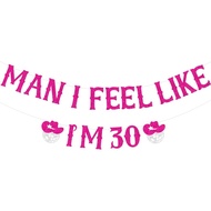 Sursurprise Western 30th Birthday Decorations, Man I Feel Like I'm 30 Banner, Disco Cowgirl Nashvill