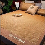COOKX Summer Rattan Sleeping Mat Cooling Mattress Double-Sided Bamboo Mat Bed Sheet Mattress Topper Pad Foldable Breathable Air Conditioning Mat Bed Cooling System Summer Bedding for Single Queen Size
