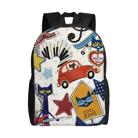Pete Cat Backpack Hiking Backpacks Boy Fashion School Bags High Quality Print Rucksack