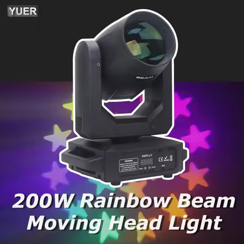 YUER NEW LED Moving Head Light 200W Beam+Spot+18 Rotating Prisms+Rainbow Effect Dj Dmx Stage Light E