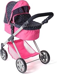 Bayer Chic 2000 2-in-1 Mila Doll's Pram - Confetti Pink - Height Adjustable Handle 39-72 cm - Modern