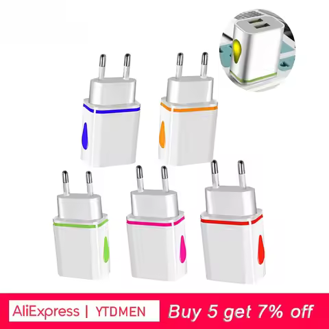 5V2A 2 USB Phone Charger For apple iphone 13 pro max 12 samsung Cellphone Travel Illuminate Power Ad