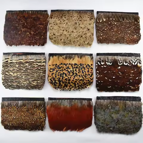 Wholesale 10Meters/Lot Natural Lady Amherst Pheasant Feather Trims Ribbon Feathers for Crafts Trim F