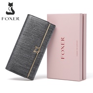 FOXER Brand Women Split Leather Wallets Female Clutch Bag Fashion Coin holder Luxury Purse for Lady 