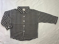 幼童黑白格仔鈕扣開胸薄身長袖恤衫/蝙蝠袖/秋季小外套/格仔衫/110碼/K1面試/出街/斯文/休閒/冷氣地方/春秋季適用/interview shirt/男童長袖衫/dress code