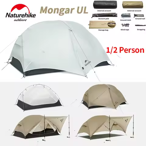 Naturehike 2025 Mongar UL Tent 15D 20D Nylon 1-2 People Waterproof Ultralight Backpacking Camping Hi