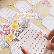 [Beautyoufeel] 2024 Bloomy Flowers Desk Calendar Creative Floral Desk Calendar Pretty Floral Desk Decor Series  Calendar