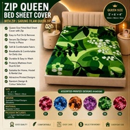 Zip Queen Bed Sheet 5' x 6' x 4''152cm x 182cm x 10cm Cover with Zip Bantal Bed