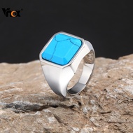 Vnox Green Natual Stone Rings for Men, Retro Stainless Steel Finger Jewelry, Punk Vintage Square Sto