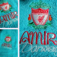 LVD Liverpool Design Towel - Personalized design Embroidery _ Sulam Tuala Logo, Nama, Kartun - Hadiah Tuala Sulam