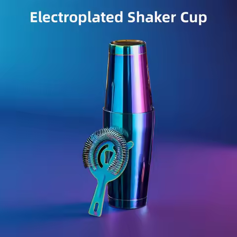 Electroplated Colorful Shaker Cup Stainless Steel Shaker Set, Boston Cocktail Shaker Tools Wine Acce